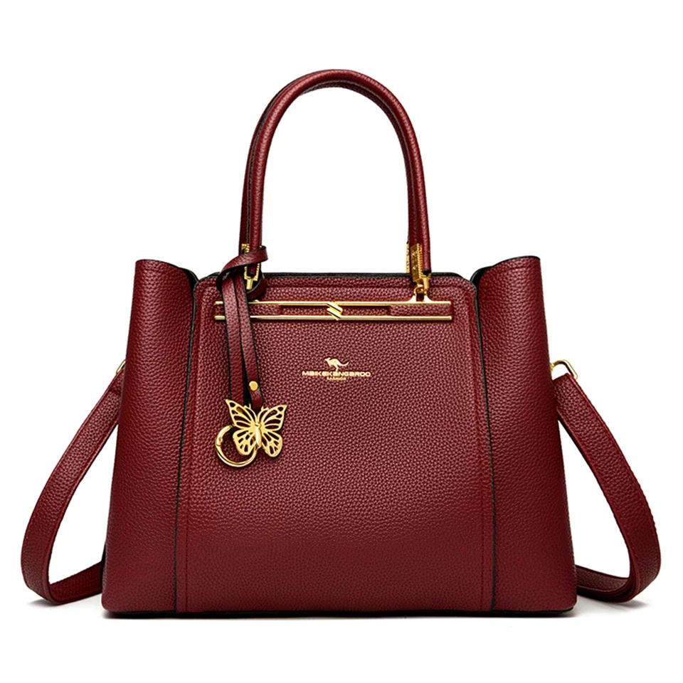 Weiche Leder Luxus Handtaschen Frauen Taschen Designer 3 Schichten Schulter Umhängetasche Damen Große Kapazität Shopping Messenger Tote von Joom DACH