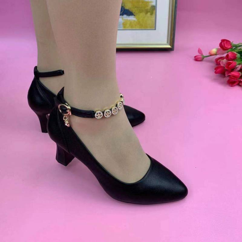 Weiche Lederschuhe Damen High Heel Mom Schuhe Weiche Unterseite Weiche Leder Damen Lederschuhe Bequeme High Heels 40 schwarz von Joom DACH