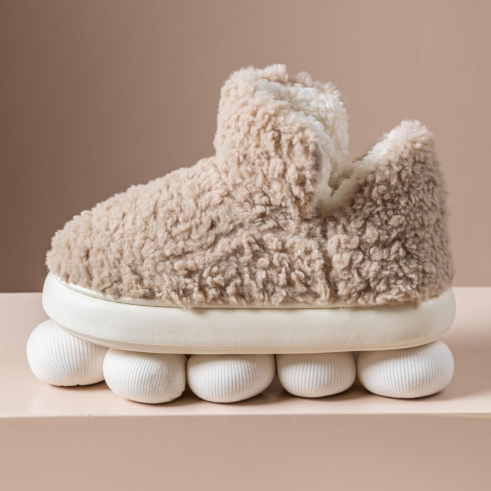 Weiche Memory-Schaum-Stiefel für Unisex, Winter, warme, flauschige Hausschuhe für Damen und Herren, Hausschuhe, hohe Hausschuhe mit Fleece-gefüttertem Innenstiefel 44-45(for 43-44) von Joom DACH