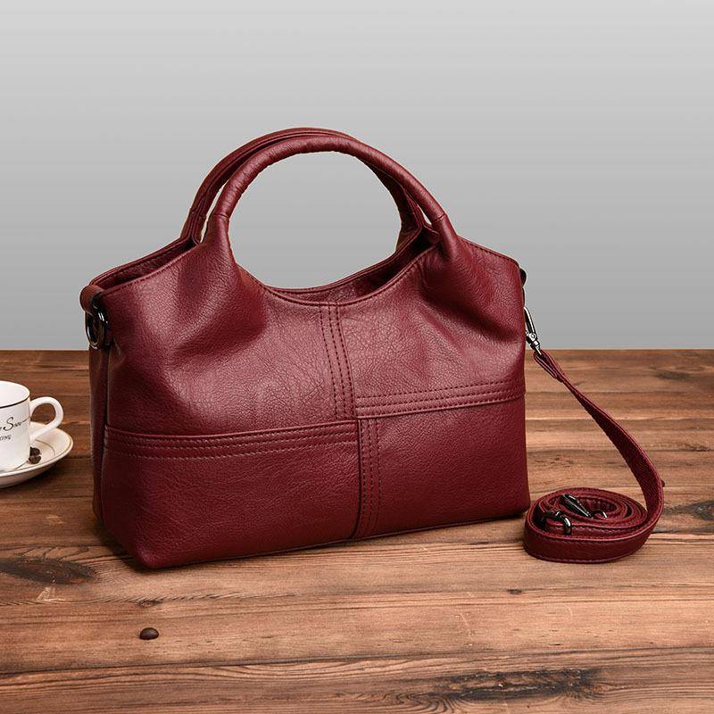 Weiche PU Leder Handtasche Hohe Qualität Frauen Tasche Casual Weibliche Messenger Tasche Solide Schulter Tasche Damen Umhängetasche 29x11x21cm rot von Joom DACH