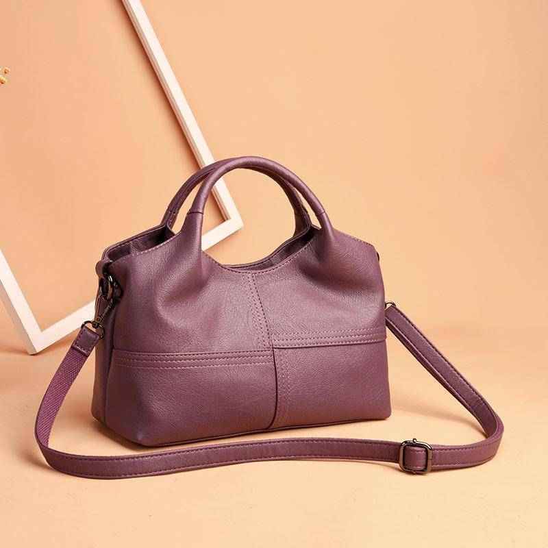 Weiche PU Leder Handtasche Hohe Qualität Frauen Tasche Casual Weibliche Messenger Tasche Solide Schulter Tasche Damen Umhängetasche 29x11x21cm violett von Joom DACH