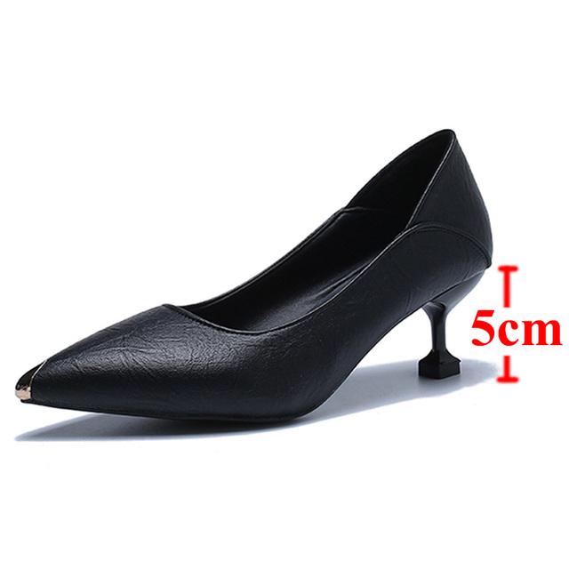 Weiche Pu-Leder-Pumps mit dünnen Absätzen, Damenmode, Metall, spitze Zehen, High Heels, Schuhe für Damen, neue Zwei-Wege-Büro-Freizeitschuhe 35 von Joom DACH