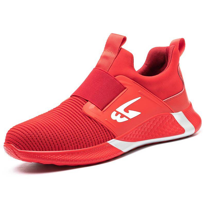 Weiche Sicherheitsschuhe Arbeit für Herren Stichfest Atmungsaktiv Arbeit Leichtgewicht Arbeitssneaker Stahlkappe Bauarbeiterstiefel Männlich 40 rot von Joom DACH