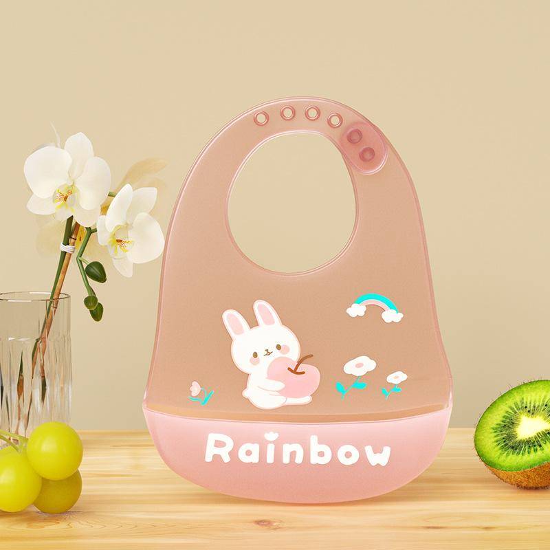 Weiche Silikon-Baby-Lätzchen Niedliches Cartoon-Tier Kinder-Lätzchen Mädchen Junge Verstellbare Spucktücher Baby Wasserdichtes Fütterungszubehör Style 4 von Joom DACH