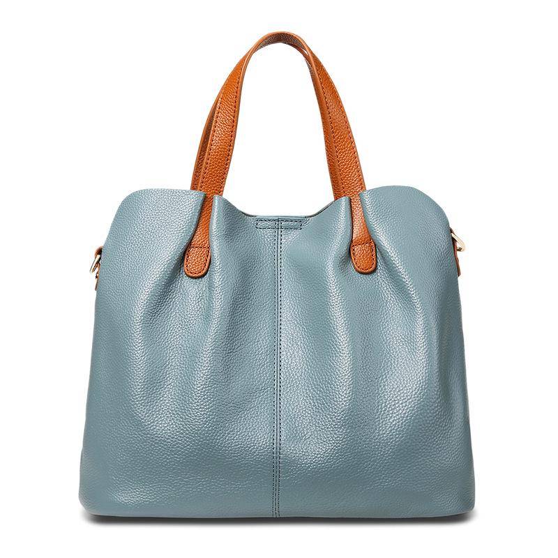 Weiche echtes Leder Tote Composite Bag Luxus Handtaschen Frauen Schulter Messenger Bags Designer Damen Umhängetaschen für Frauen blau von Joom DACH