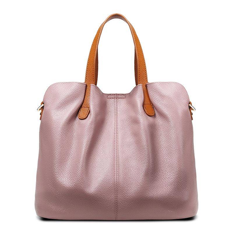 Weiche echtes Leder Tote Composite Bag Luxus Handtaschen Frauen Schulter Messenger Bags Designer Damen Umhängetaschen für Frauen rosa von Joom DACH