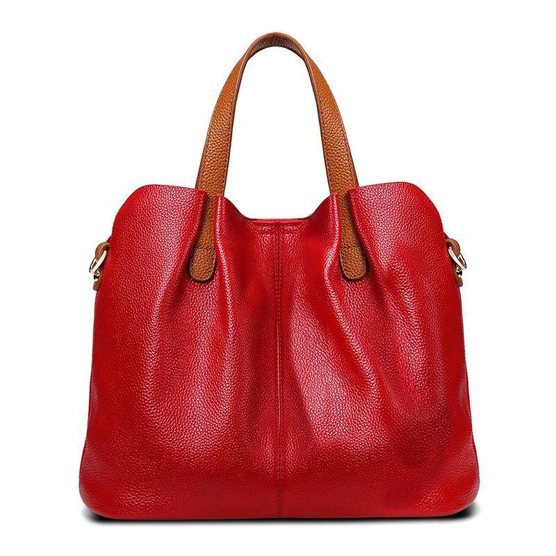 Weiche echtes Leder Tote Composite Bag Luxus Handtaschen Frauen Schulter Messenger Bags Designer Damen Umhängetaschen für Frauen rot von Joom DACH