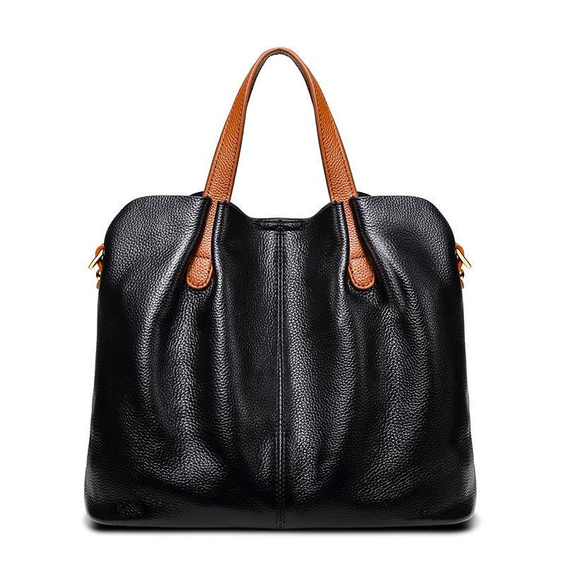 Weiche echtes Leder Tote Composite Bag Luxus Handtaschen Frauen Schulter Messenger Bags Designer Damen Umhängetaschen für Frauen schwarz von Joom DACH