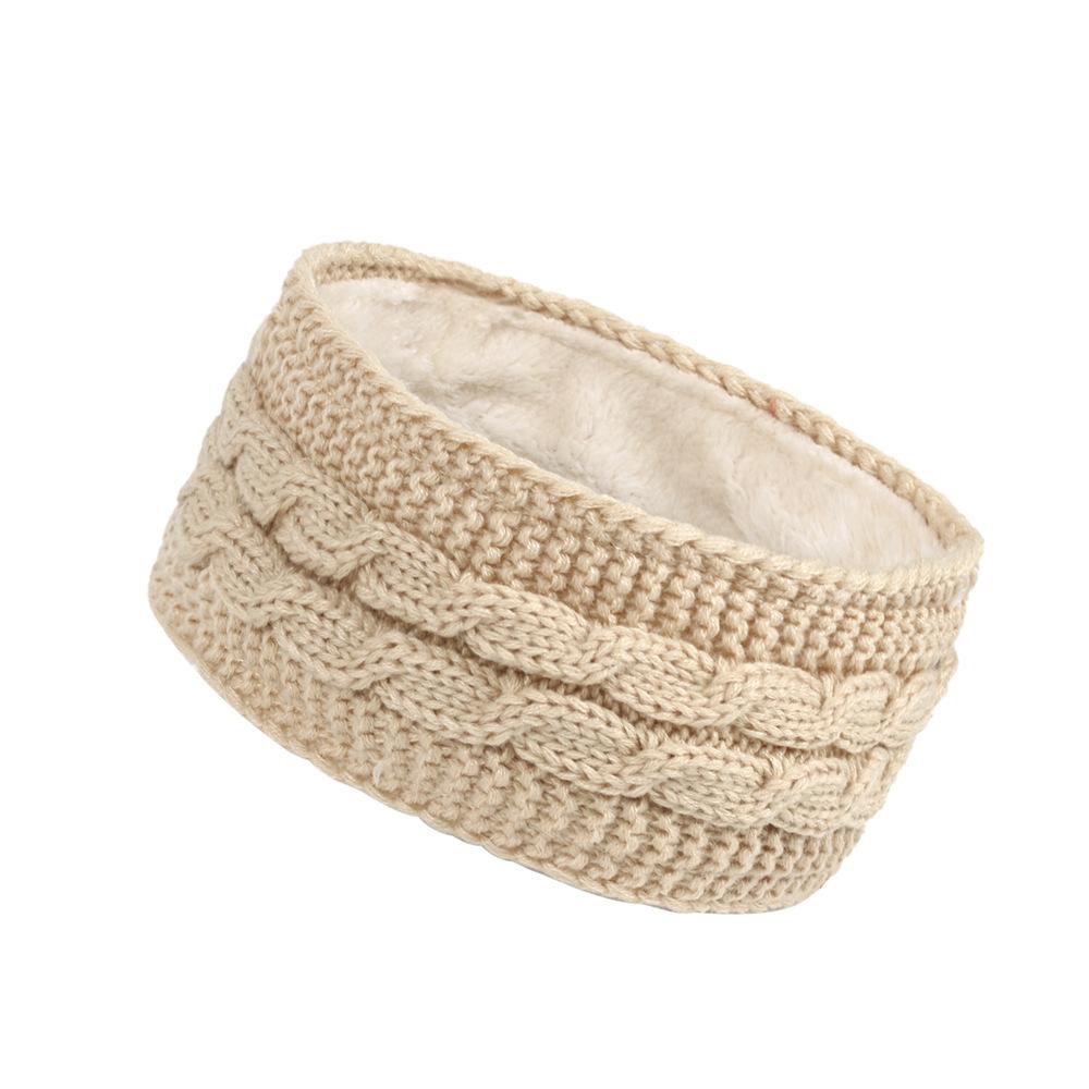 Weiche und gemütliche gerippte Fleece-Strick-Stirnbänder, elastischer Warm-Ohrenwärmer für Damen mit klassischem Schleifen-Design beige von Joom DACH