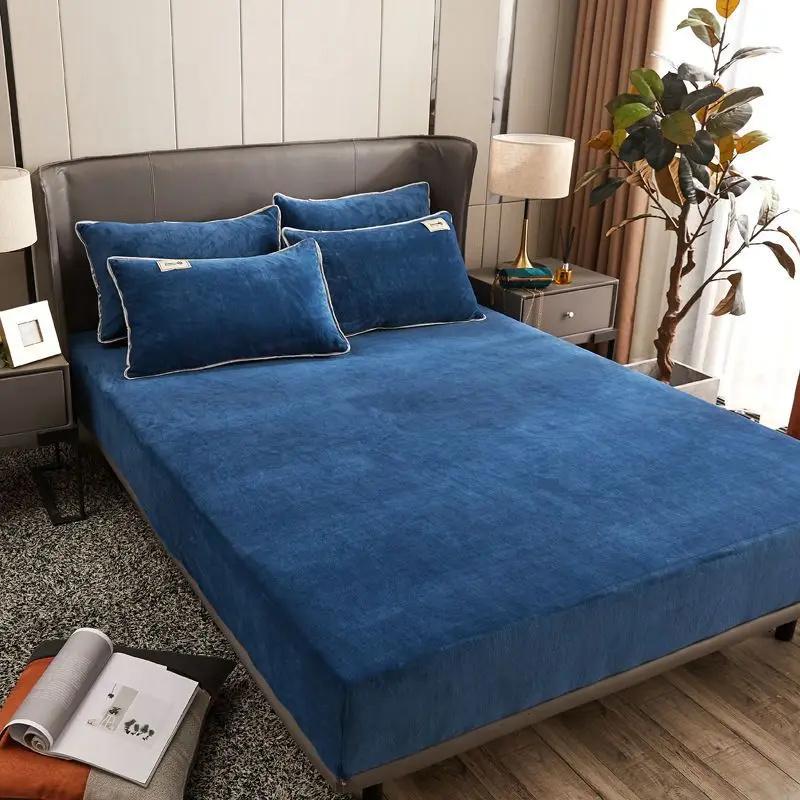 Weiches Samt-Spannbettlaken mit elastischen Bändern, rutschfeste, verstellbare Matratzenbezüge für Einzel- und Doppelbetten. Plüschige, warme und bequeme Bettbezüge 150x200cm Only a Sheet von Joom DACH