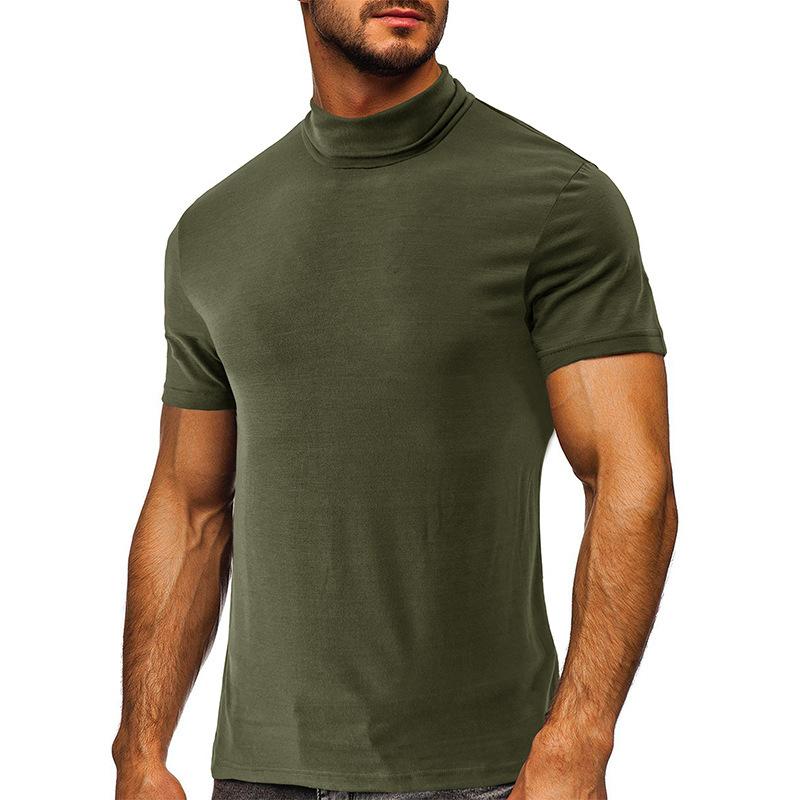 Weiches T-Shirt für Herren, kurzärmelig, Basic-Rollkragenpullover, schmale Passform, Unterhemd, Pullover, solide Oberteile, sportliche Workout-T-Shirts für Männer, Sommer-Feuchtigkeitsableitendes T-Shirt M armee grüne von Joom DACH