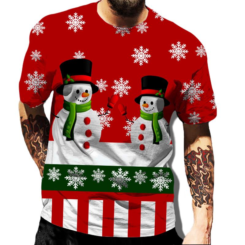 Weihnachten 3D bedrucktes T-Shirt Herrenmode Herren und Damen Casual Kurzarm Weihnachtsmann Weihnachtsabend Shirt Top T-Shirt XXXL von Joom DACH