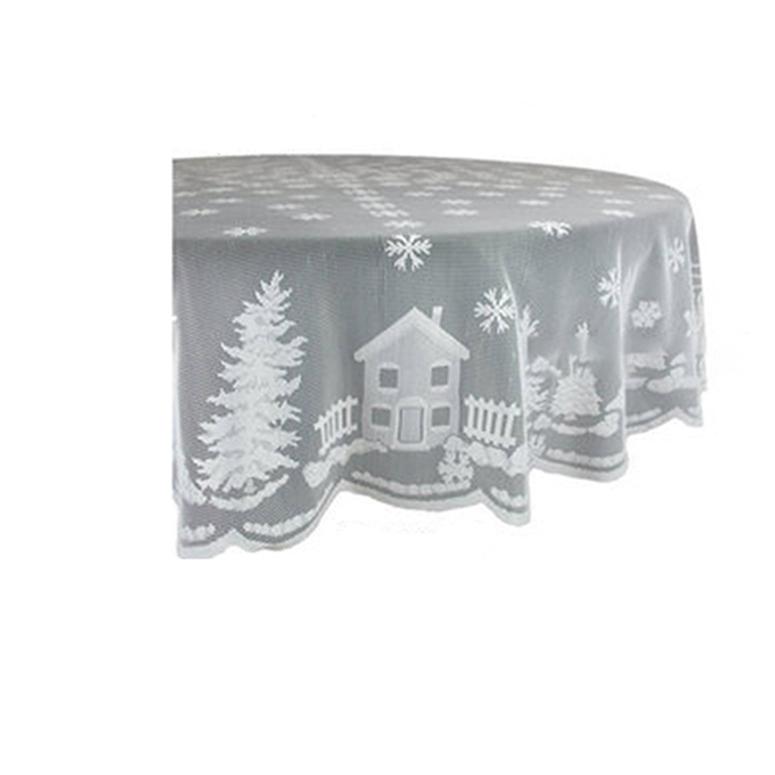 Weihnachten DIY Dekoration Tischdecke Weihnachten Party Haus Schneeflocke Spitze Tischdecke 180cm von Joom DACH
