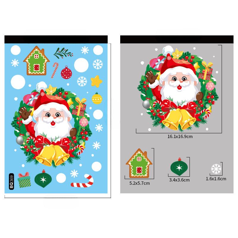 Weihnachten Dekorative Glas Fenster Aufkleber Santa Claus Schneemann Elch Szene Layout Elektrostatische Wand Aufkleber Weihnachten Ornamente 20*30cm von Joom DACH