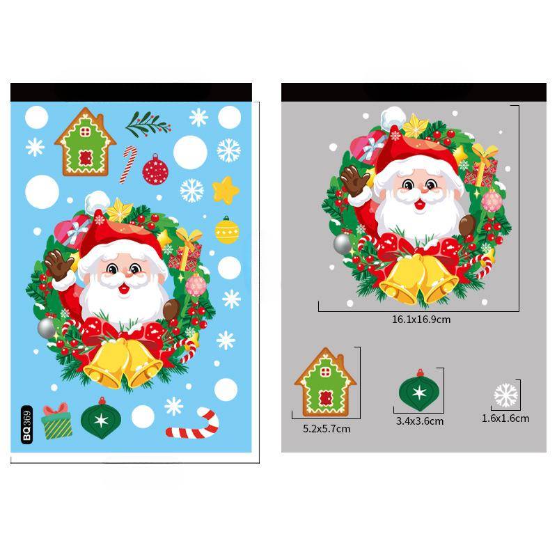 Weihnachten Dekorative Glas Fenster Aufkleber Santa Claus Schneemann Elch Szene Layout Elektrostatische Wand Aufkleber Weihnachten Ornamente 20*30cm von Joom DACH