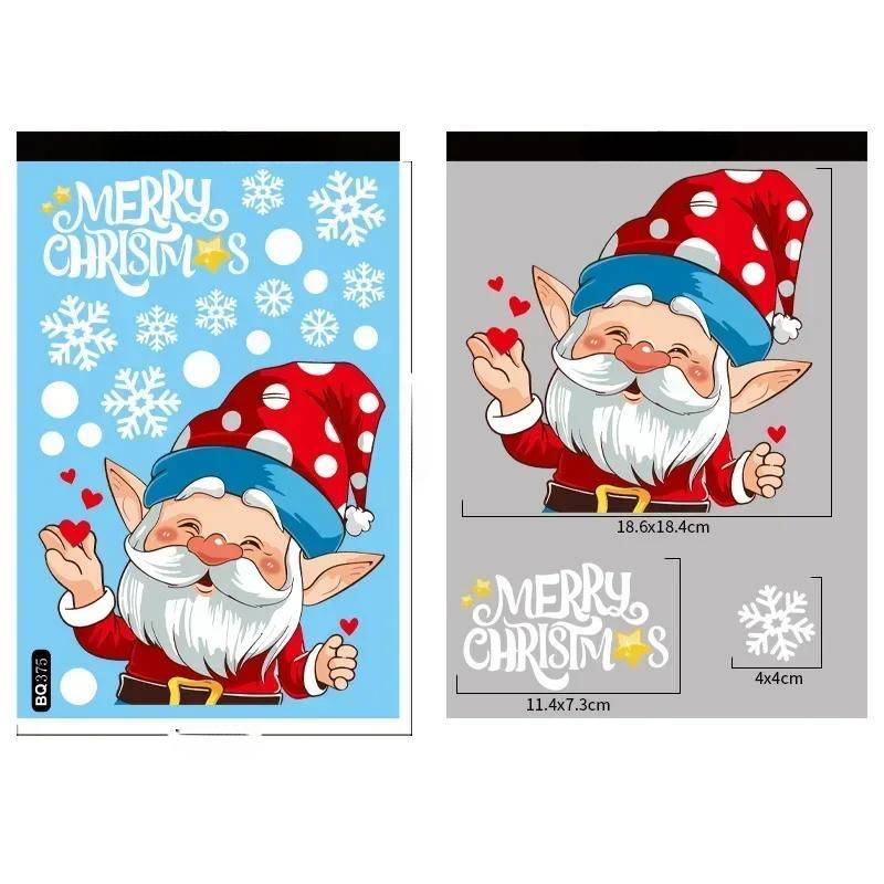 Weihnachten Dekorative Glas Fenster Aufkleber Santa Claus Schneemann Elch Szene Layout Elektrostatische Wand Aufkleber Weihnachten Ornamente 20x30cm von Joom DACH