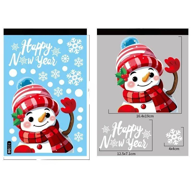 Weihnachten Dekorative Glas Fenster Aufkleber Santa Claus Schneemann Elch Szene Layout Elektrostatische Wand Aufkleber Weihnachten Ornamente 20x30cm von Joom DACH