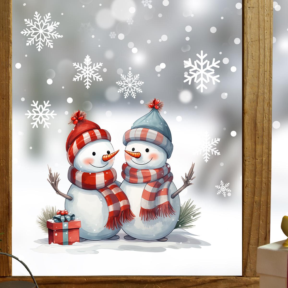 Weihnachten Dekorative Glas Fenster Aufkleber Santa Claus Schneemann Elch Szene Layout Elektrostatische Wand Aufkleber Weihnachten Ornamente 30*30cm von Joom DACH