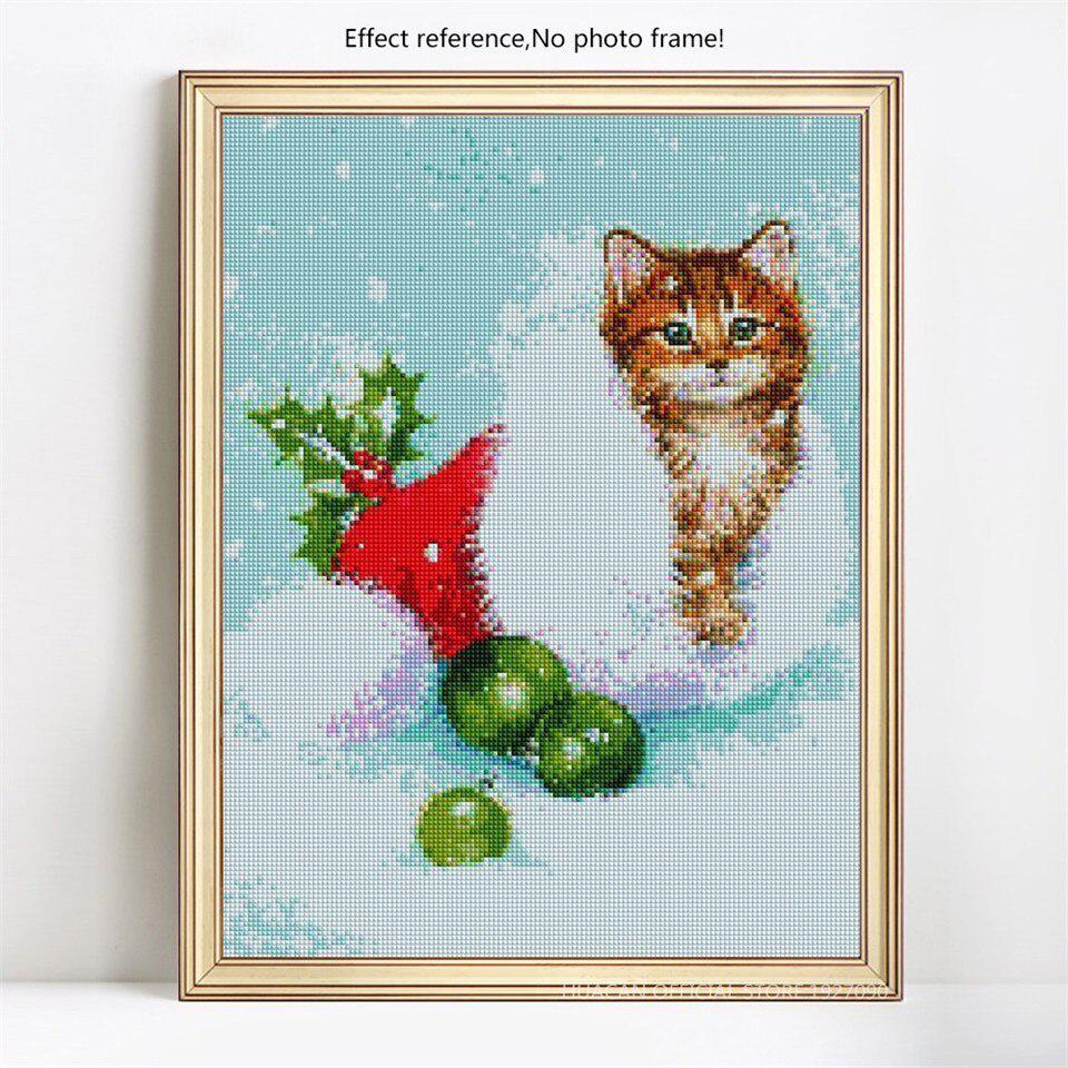 Weihnachten Diamantstickerei Katze 5D DIY Diamantmalerei Vollbohrer Bild aus Strass 20X30CM von Joom DACH
