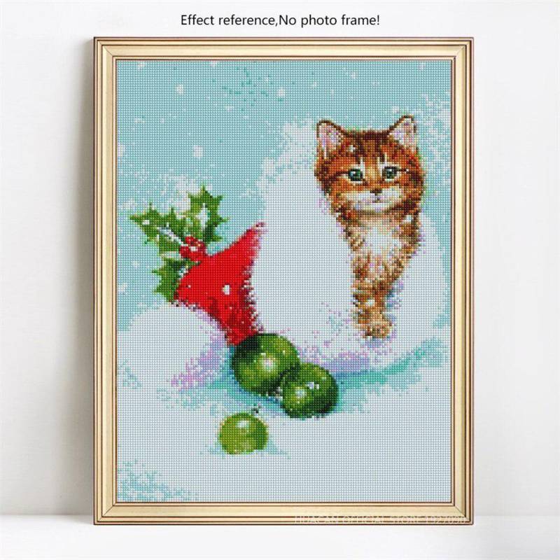 Weihnachten Diamantstickerei Katze 5D DIY Diamantmalerei Vollbohrer Bild aus Strass 20X30CM von Joom DACH