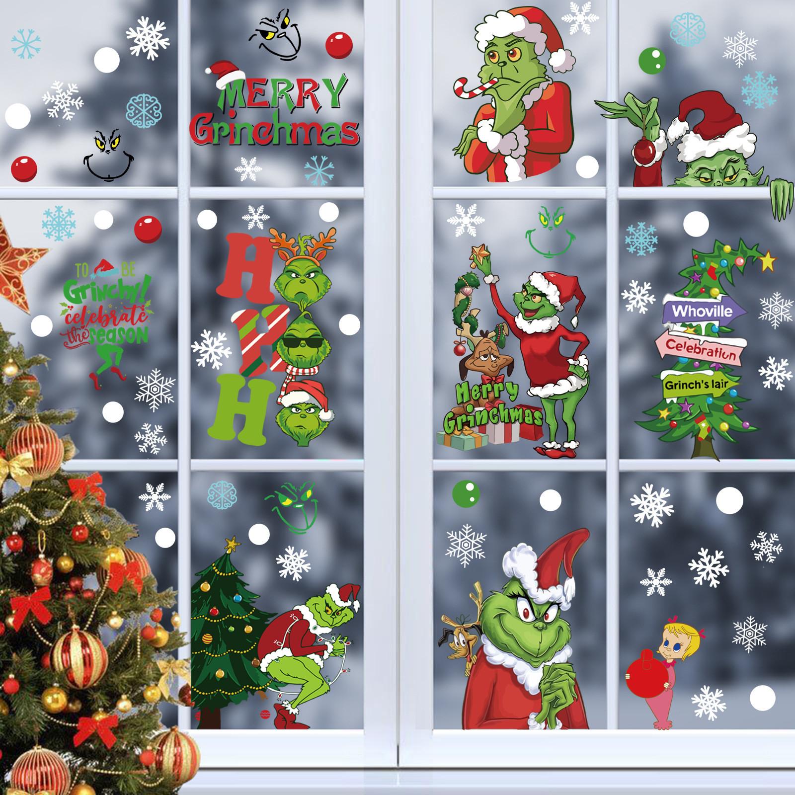 Weihnachten Elektrostatische Fenster Aufkleber Geist Greench Aufkleber Fenster Glas Aufkleber One Size grün von Joom DACH