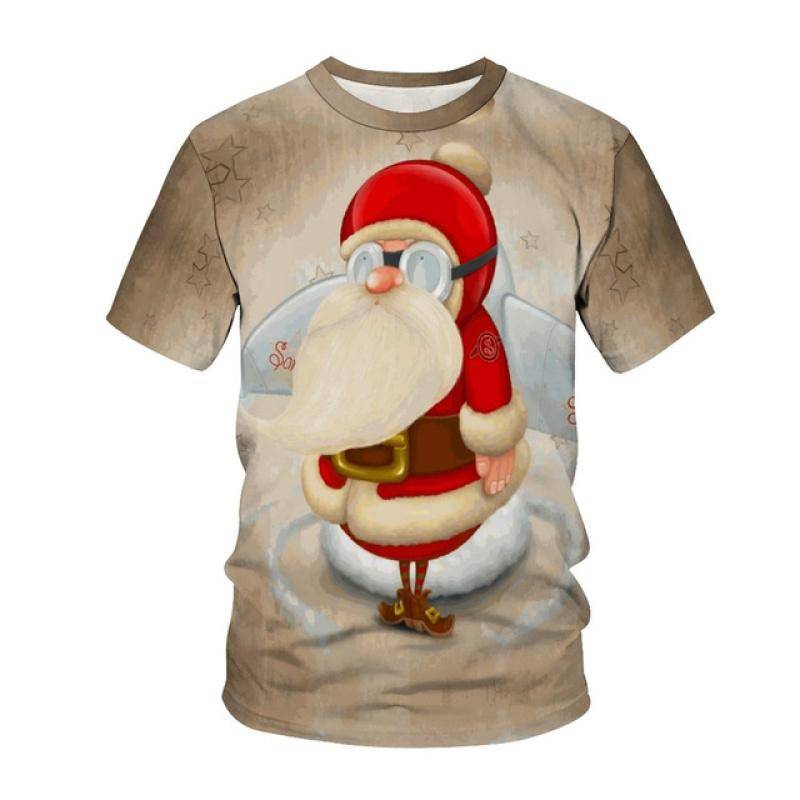 Weihnachten Festliche Atmosphäre 3D Gedruckt Muster Herren Kurzarm T-Shirt Casual Trend Mode O Kragen Top XXL von Joom DACH