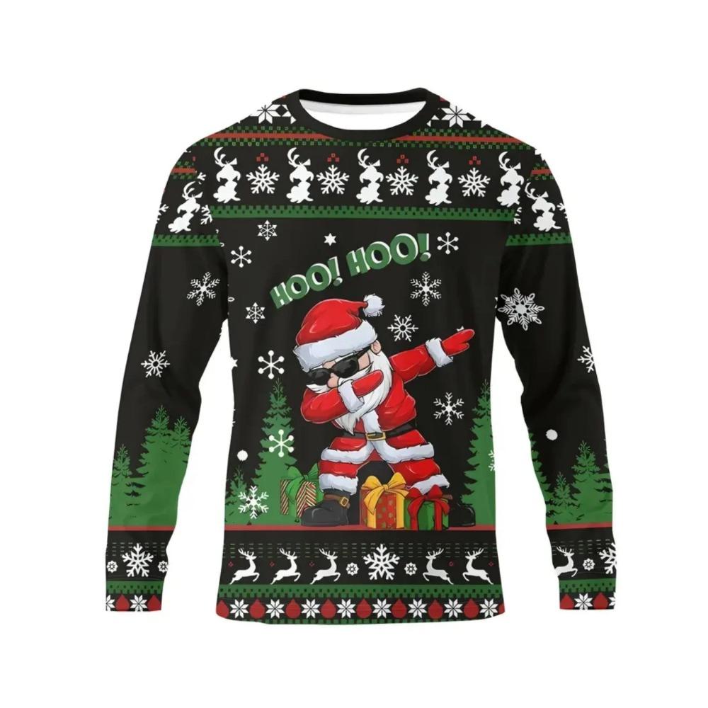 Weihnachten Harajuku Herren Langarm T-Shirts Mode Lässig O-Ausschnitt Pullover Neujahrsgeschenk X'mas Oberteile Hip Hop Lockere T-Shirts XL von Joom DACH