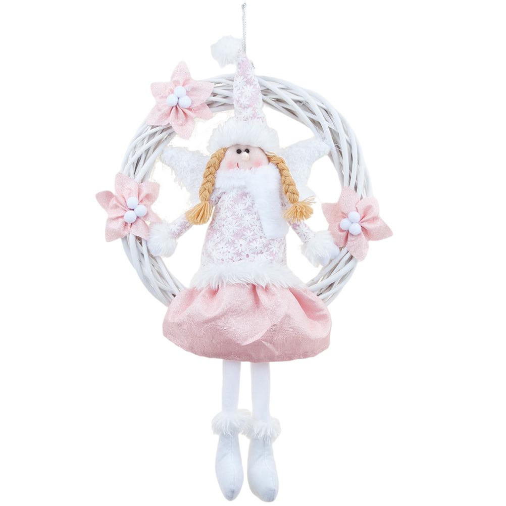 Weihnachten Niedlicher Engel Rattanring Kranz Haustürkranz Haus Wandbehang Anhänger Feiertagsdeko von Joom DACH