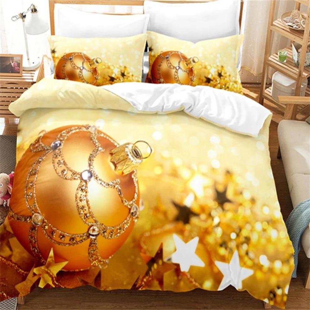 Weihnachten Plaid Frohe Weihnachten Baum Bettbezug Twin King Festival Santa Rentier Bettwäsche Set Polyester Steppdecke für Erwachsene Heimdeko 70x133cm 2pcs von Joom DACH