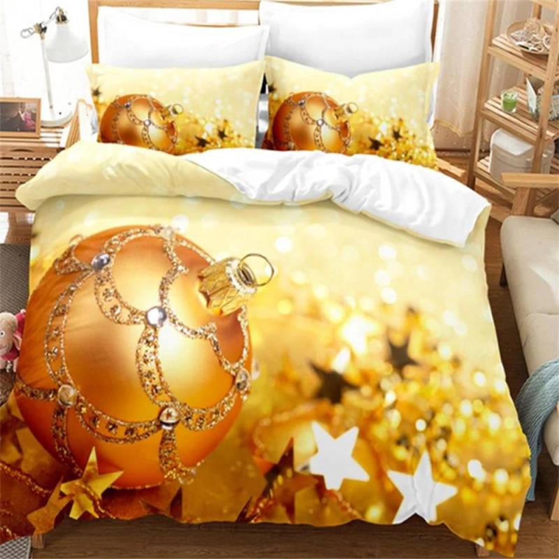 Weihnachten Plaid Frohe Weihnachten Baum Bettbezug Twin King Festival Santa Rentier Bettwäsche Set Polyester Steppdecke für Erwachsene Heimdeko 70x133cm 2pcs von Joom DACH