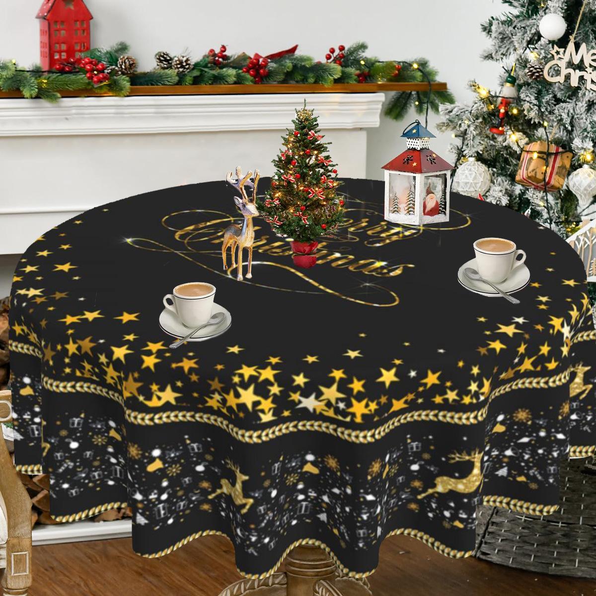 Weihnachten Runde Tischdecke Santa Claus Schneemann Tischdecke Frohe Weihnachten Dekorationen für Home Weihnachten Neue Jahr Dekor Round 152cm*152cm von Joom DACH