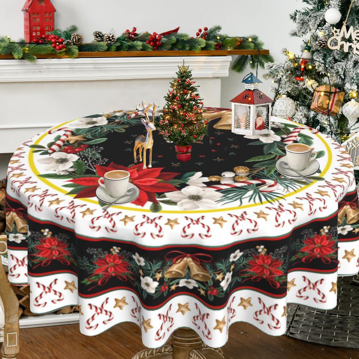 Weihnachten Runde Tischdecke Santa Claus Schneemann Tischdecke Frohe Weihnachten Dekorationen für Home Weihnachten Neue Jahr Dekor Round 152cm*152cm von Joom DACH