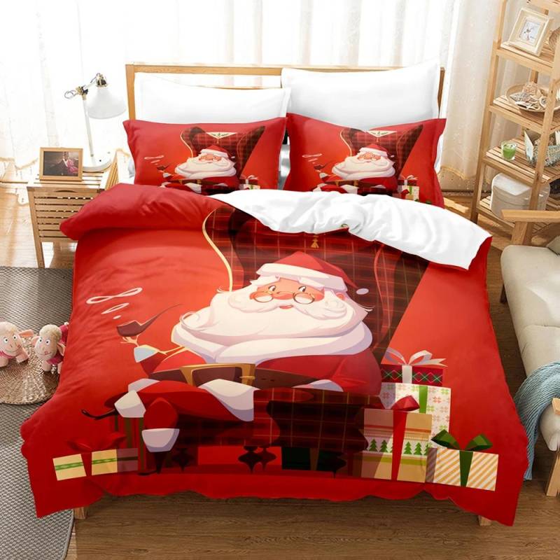 Weihnachten Schnee Bettwäsche Set 3d Bettbezug Sets Tröster Bettwäsche Dekor Twin Queen King Single Size Luxus Cartoon Geschenk Hirsch Us Twin 172x218cm von Joom DACH