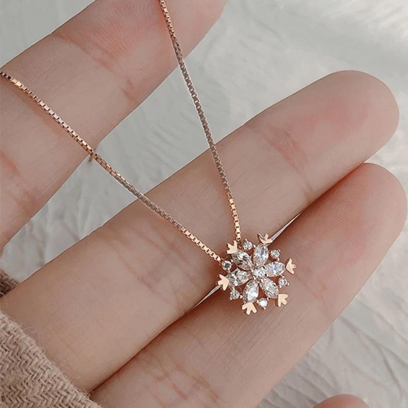 Weihnachten Schneeflocke Anhänger Halskette Frauen Trendy Rose Gold Kette Halskette Hochzeit Schmuck Jahrestag Geschenke gold von Joom DACH