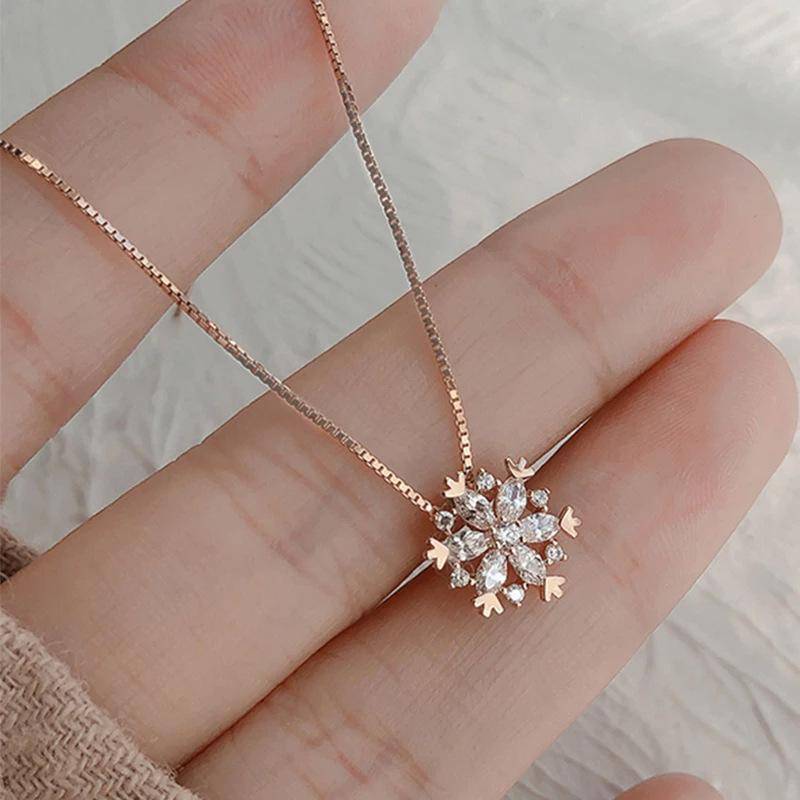 Weihnachten Schneeflocke Anhänger Halskette Frauen Trendy Rose Gold Kette Halskette Hochzeit Schmuck Jahrestag Geschenke gold von Joom DACH