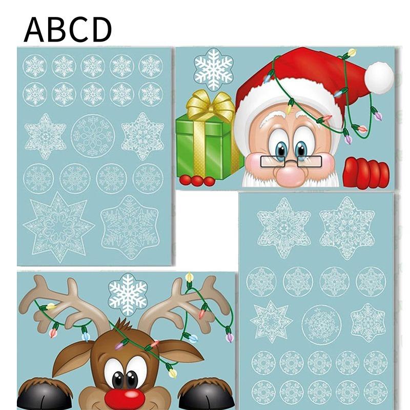 Weihnachten Schneeflocke Fenster Adsorption Glas Aufkleber Weihnachten Aufkleber Dekoration Urlaub Schneeflocke Weihnachtsmann Rentier Party Aufkleber von Joom DACH