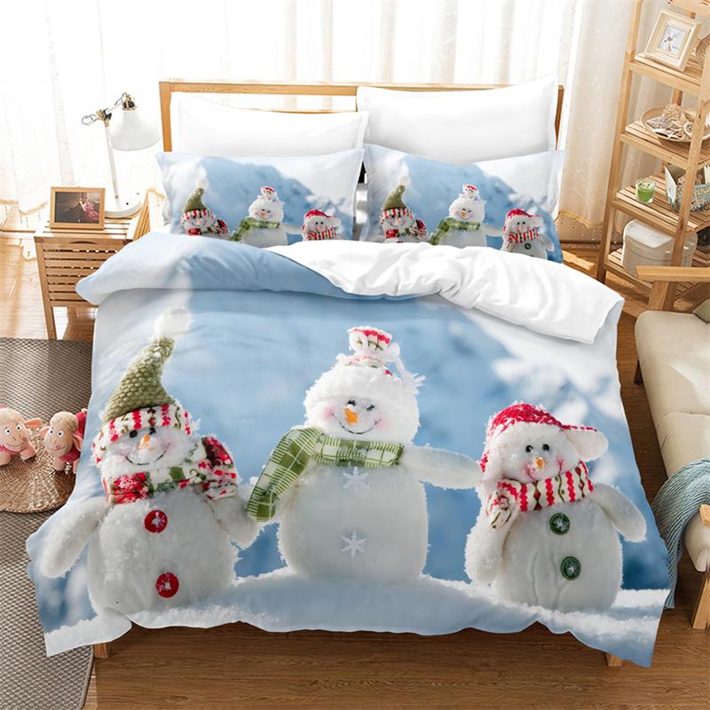Weihnachten Schneemann Bettwäsche Set Bettbezug Neujahrsgeschenk Bettbezug Jungen Mädchen Bettset Weihnachten Dekorative Haus Bettwäsche Set EU single(135x200cm) von Joom DACH