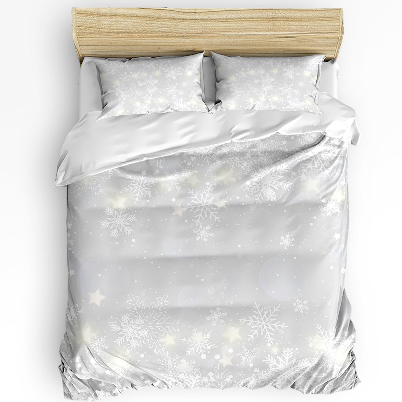 Weihnachten Schneemann LKW Tannenzapfen 3-teiliges Bettwäsche-Set für Doppelbett Heimtextil Bettbezug Steppdeckenbezug Kissenbezug EU single(135x200cm) von Joom DACH
