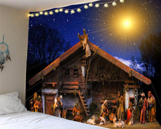 Weihnachten Tapisserie Santa Claus Schneemann Neue Jahr Hintergrund Wand Hängende Dekoration Kamin Strümpfe Geschenke Hängen Tuch 150x150cm von Joom DACH