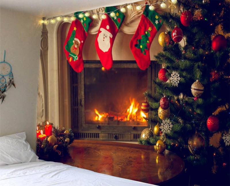 Weihnachten Tapisserie Santa Claus Schneemann Neue Jahr Hintergrund Wand Hängende Dekoration Kamin Strümpfe Geschenke Hängen Tuch 230X180cm von Joom DACH