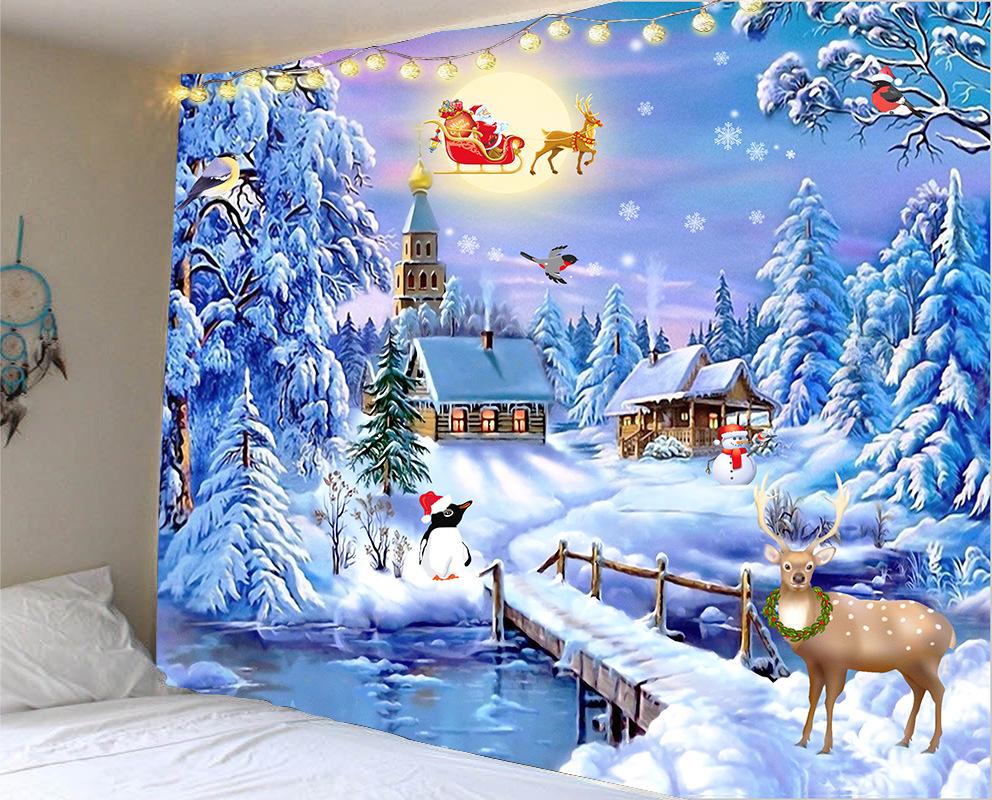 Weihnachten Tapisserie Santa Claus Schneemann Neue Jahr Hintergrund Wand Hängende Dekoration Kamin Strümpfe Geschenke Hängen Tuch 230X180cm von Joom DACH