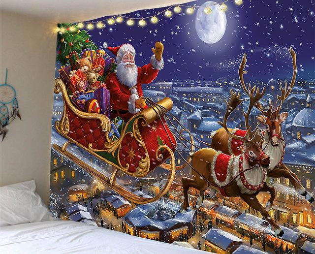 Weihnachten Tapisserie Santa Claus Schneemann Neue Jahr Hintergrund Wand Hängende Dekoration Kamin Strümpfe Geschenke Hängen Tuch 95x73cm von Joom DACH