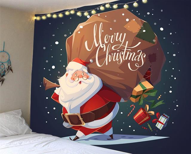 Weihnachten Tapisserie Santa Claus Schneemann Neue Jahr Hintergrund Wand Hängende Dekoration Kamin Strümpfe Geschenke Hängen Tuch 95x73cm von Joom DACH