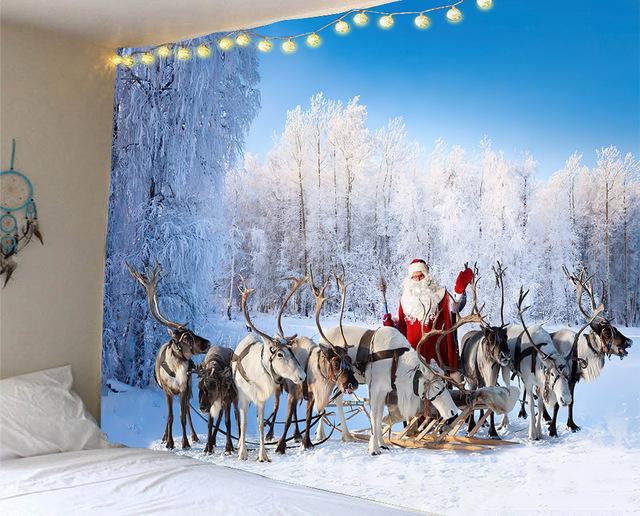 Weihnachten Tapisserie Santa Claus Schneemann Neue Jahr Hintergrund Wand Hängende Dekoration Kamin Strümpfe Geschenke Hängen Tuch 95x73cm von Joom DACH