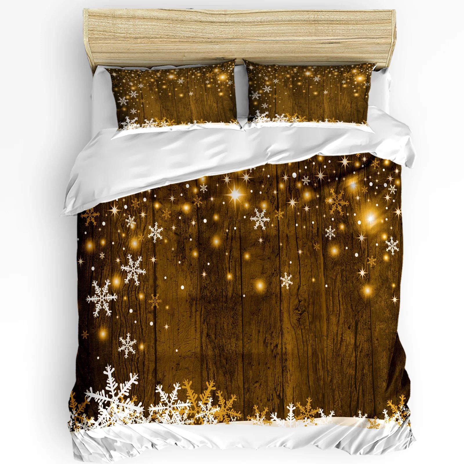 Weihnachten Winter Schneeflocke Laube Elch Bettbezug Bettwäsche-Set Zuhause Steppdeckenbezug Kissenbezüge Schlafzimmer Bettwäsche-Set Ohne Bettlaken EU single(135x200cm) von Joom DACH
