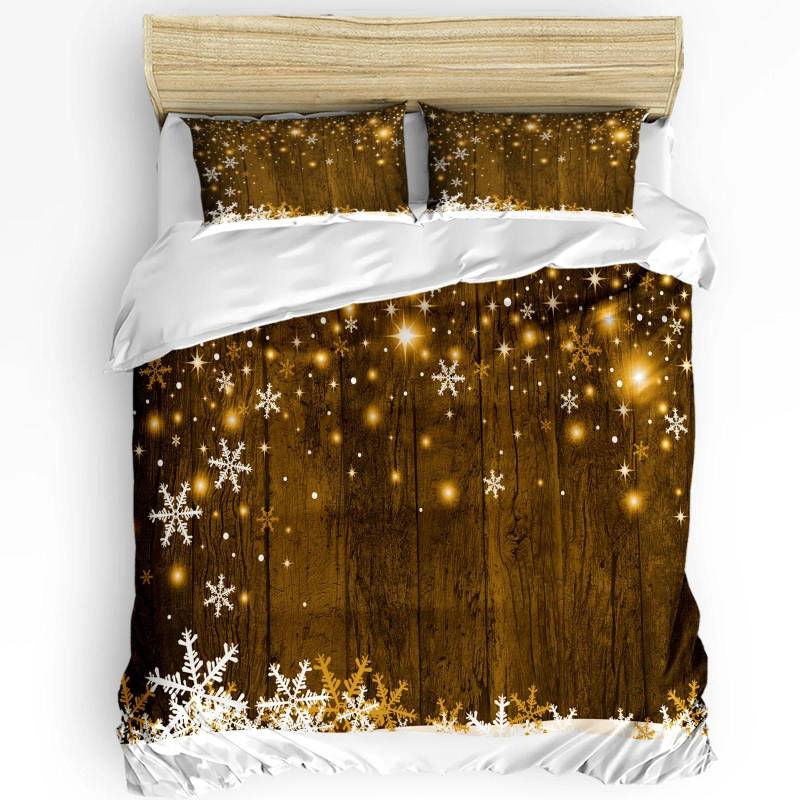 Weihnachten Winter Schneeflocke Laube Elch Bettbezug Bettwäsche-Set Zuhause Steppdeckenbezug Kissenbezüge Schlafzimmer Bettwäsche-Set Ohne Bettlaken EU single(135x200cm) von Joom DACH