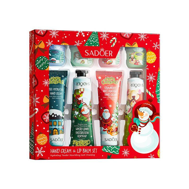 Weihnachtliches feuchtigkeitsspendendes, reparierendes und gegen Rissbildung schützendes Handcreme- und Lippenstift-Kombiset. Perfektes Weihnachtsgeschenk 8pcs Weihnachtliches feuchtigkeitsspendendes, reparierendes und gegen Rissbildung schützendes Handcreme- und Lippenstift-Kombiset. Perfektes Weihnachtsgeschenk 8pcs von Joom DACH