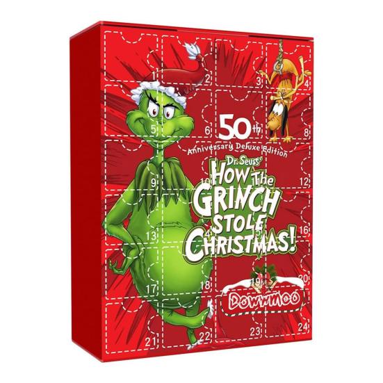 Weihnachts-Adventskalender 2023, weihnachtliche Figuren, 24 Tage Weihnachtsabend-Countdown-Kalender, Geschenkbox für Kinder rot von Joom DACH