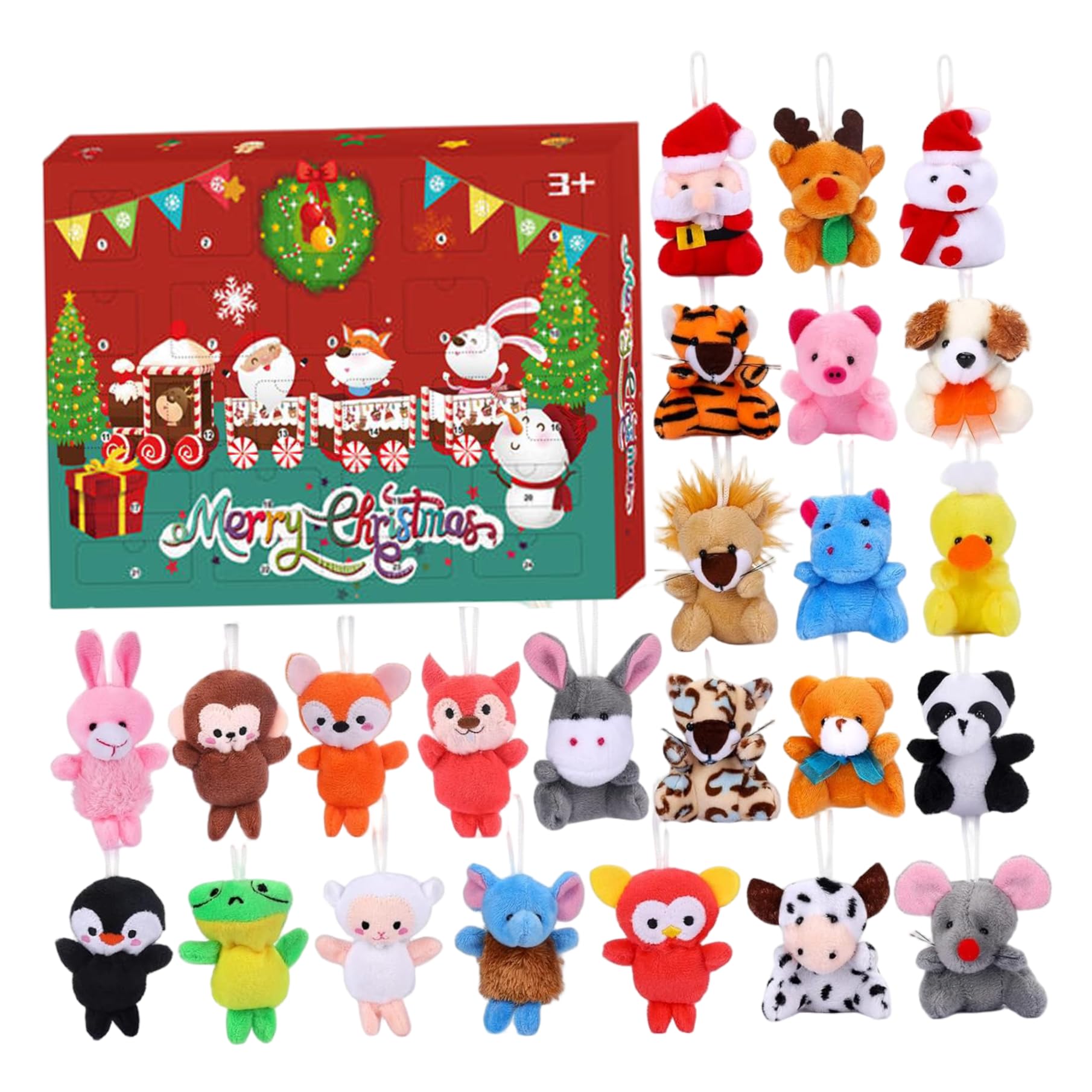 Weihnachts-Adventskalender 24 Stück Niedliche Stofftiere Adventskalender Plüschtiere Weihnachtsdeko für Mädchen Jungen One Size von Joom DACH