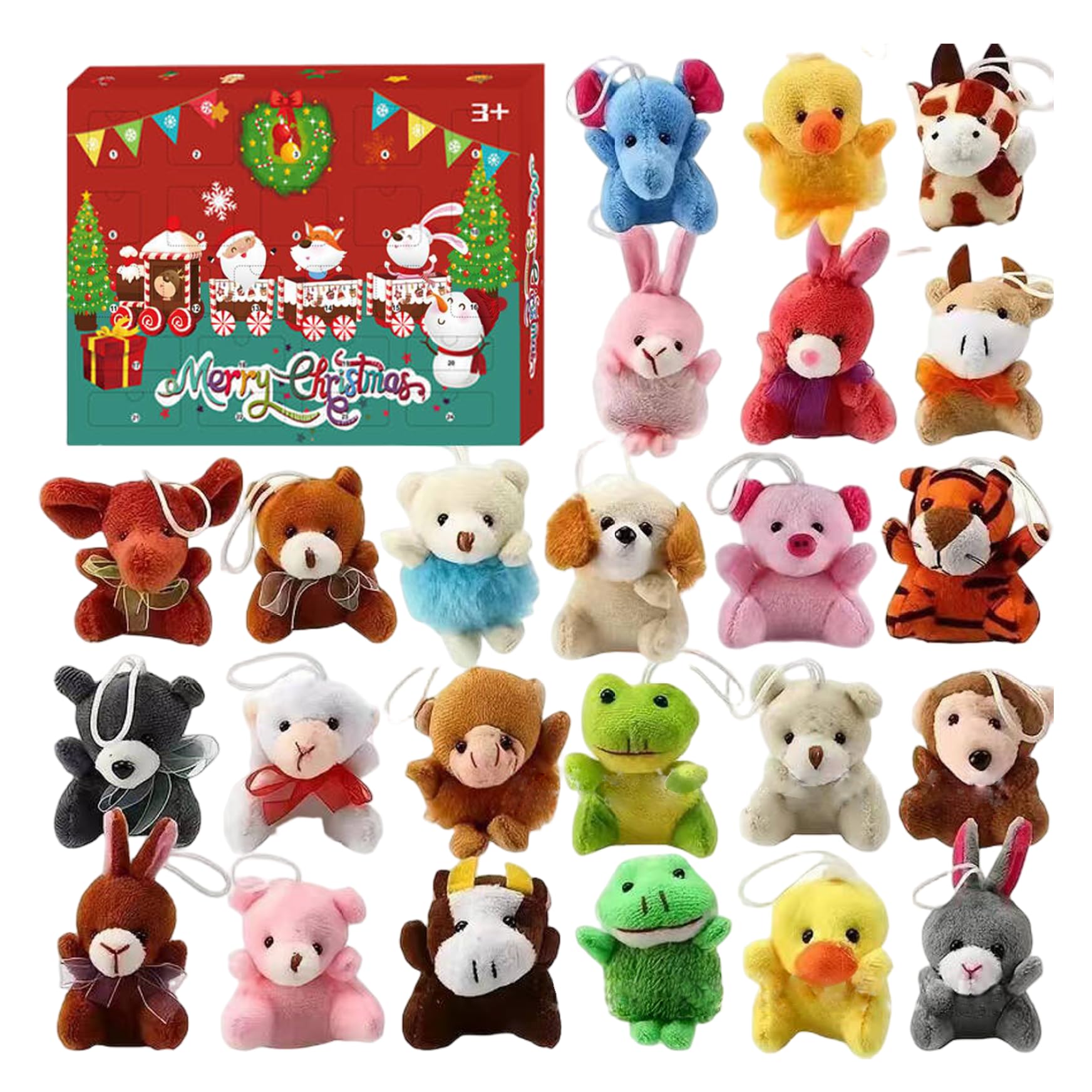 Weihnachts-Adventskalender 24 Stück Niedliche Stofftiere Adventskalender Plüschtiere Weihnachtsdeko für Mädchen Jungen One Size von Joom DACH